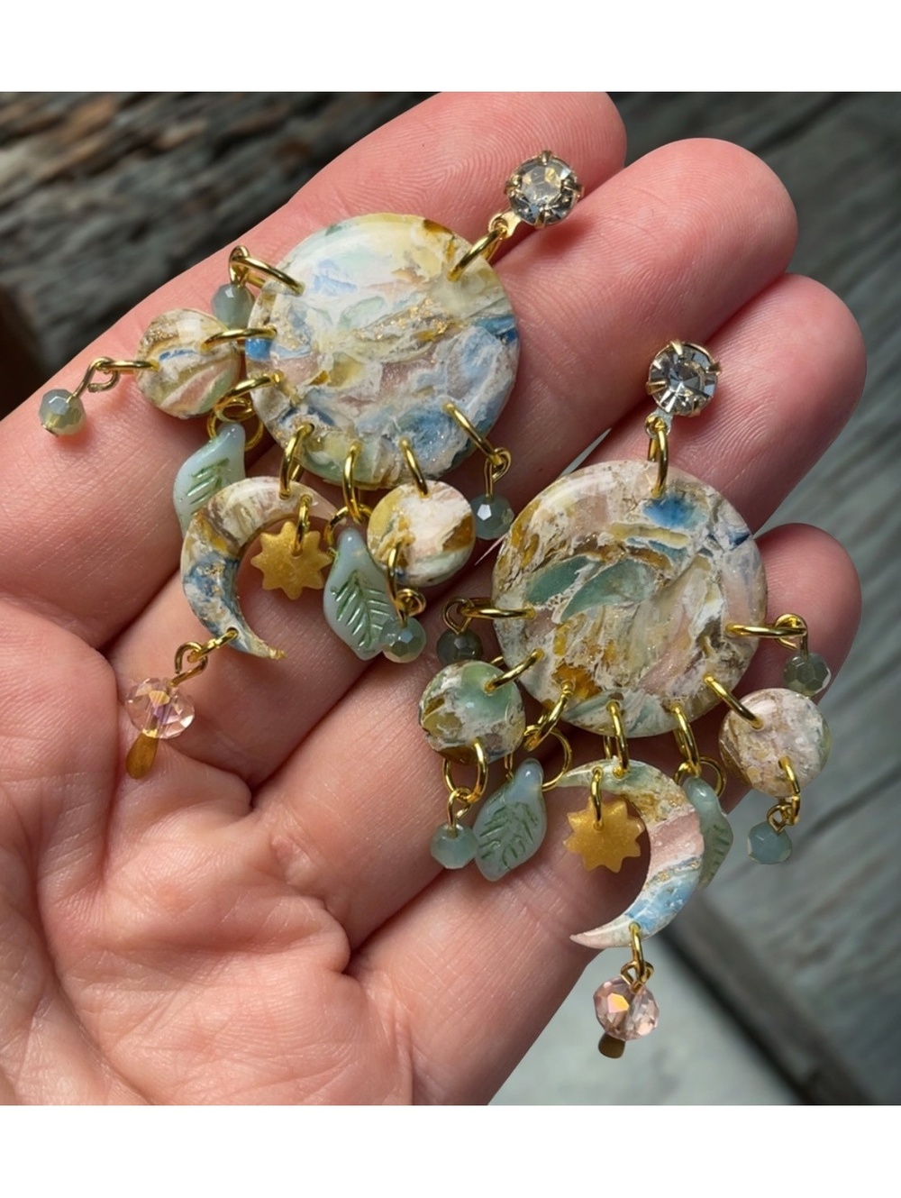 Månglund | Celestial Artisan Statement Earrings with Moon Charms